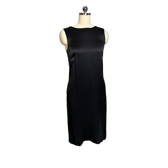 J Crew Black Textured Silk Sleeveless Shift Cocktail Dress | Size 2 - Picture 2 of 8
